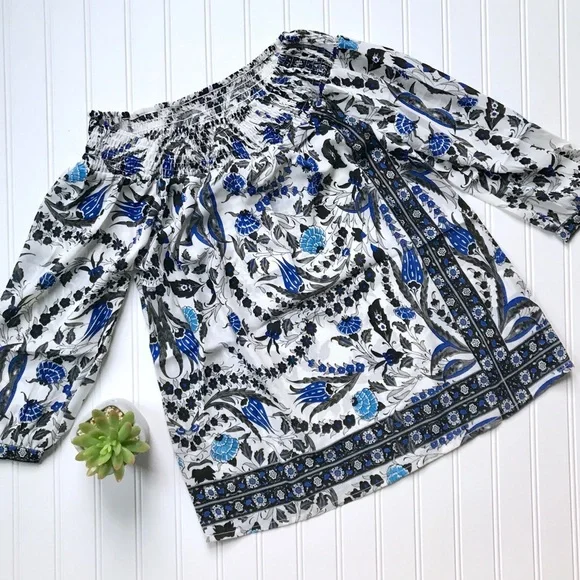 Off the Shoulder floral print chiffon top - Picture 3 of 6